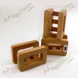 Ahşap Dizüstü Bilgisayar Tutucusu · Duvar veya Masa · 12x8cm